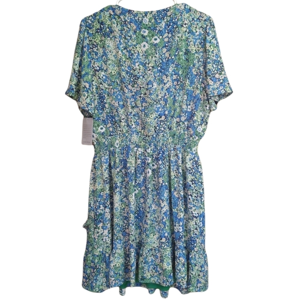 🌿🦋19 Cooper XL Floral Wrap Top Elastic Waist Tiered Ruffle Hem Babydoll Dress - Picture 5 of 8